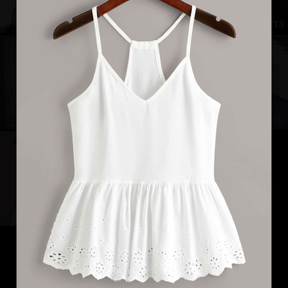 new! Never worn! SHEIN white Eyelet Cami Tank! - Picture 1 of 4